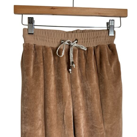 Ragdoll Los Angeles Tan Velour Joggers Pants‎ Braided Drawstring Waist Womens XS - Picture 3 of 13